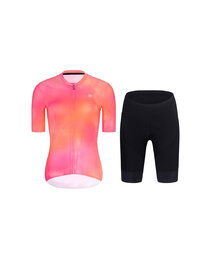 RIVANELLE Kurzarm Radtrikot und Shorts - COSMA - Schwarz/Orange/Rosa